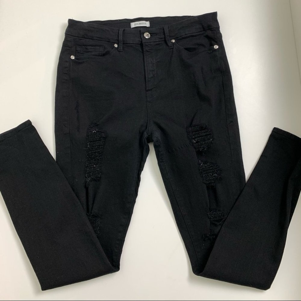 Good American Good Legs Black Distressed Jeans